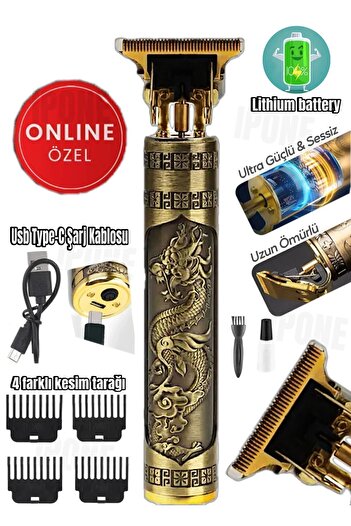 Ipone Dragon Çelik Kasa Profesyonel Saç Sakal Ense Çizim Tüm Vücut Tüyü Lazer Öncesi Tıraş Makinesi.