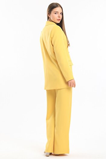 Sense İçi Astarlı Hürrem Kumaş Oversize Blazer Ceket | Ckt34236 Sarı