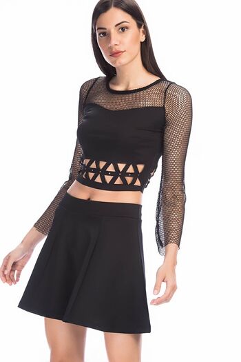 Sense Scuba Flounced Over-the-Knee Skirt| Etk13994uz Black