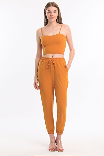Sense Safran Scuba Crepe Trousers - Elastic Waist and Leg, Pocket, Pnt33884