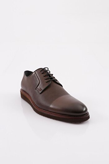DGN Men's Eva Sole Laced Laser Oxford Shoes Brown Antique Genuine Leather 452826102