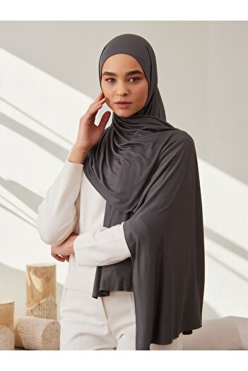 Femple Modest Σκούρο Γκρι Premium Τζέρσεϊ Σάλι - 180x70 cm Hijab