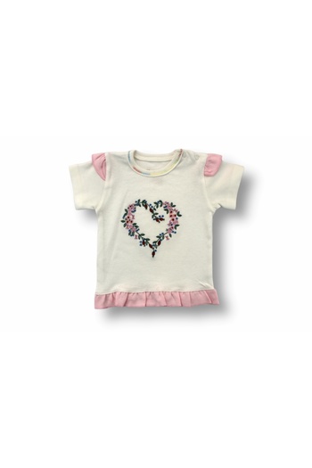 Narnuga 3-12 Months Anatolian Flower Embroidered Short Sleeve Sweat Baby Girl Set