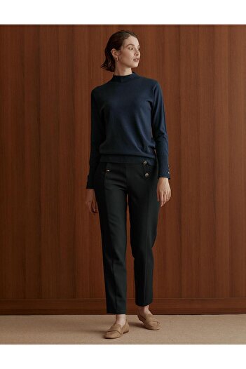 Kayra Indigo Basic Knitwear Blouse
