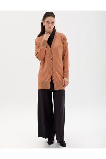 Kayra Basic Knitwear Cardigan Salmon