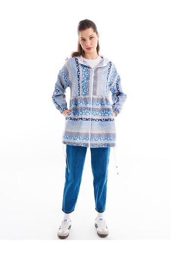 Kayra Abstract Patterned Jacket Indigo