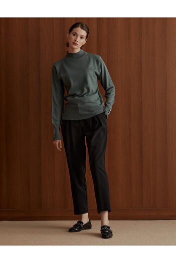 Kayra Mold Green Basic Knitwear Sweater
