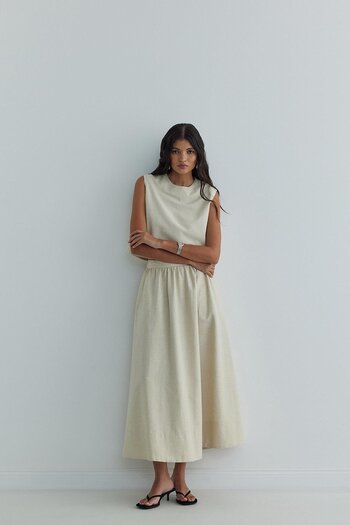 Suud Collection Sparkly Natural Glow Linen Skirt