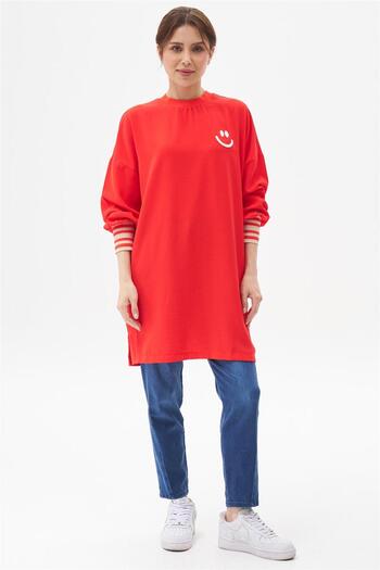 Mood Elite Smile Printed Red Sweat