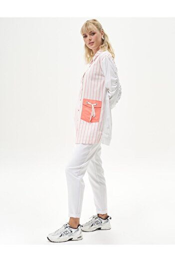Kayra Shell Pink Tunic - Λεπτομερείς μανίκια με κορδόνια