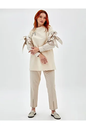 Kayra Cream Tunic - Ribbon Design