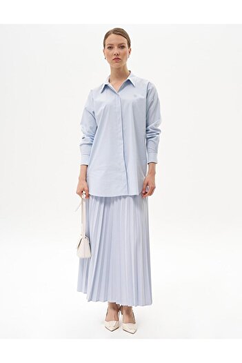 Kayra Ice Blue Basic Poplin Tunic - Πέτο πουκάμισου