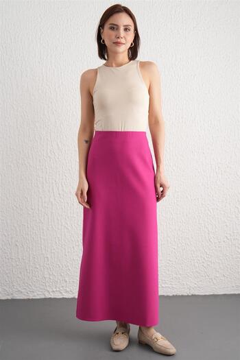 Nassah Dark Fuchsia Zippered Pencil Skirt