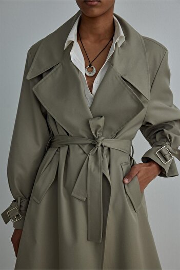 Suud Collection Lehký khaki rowe Gabardine trenčkot
