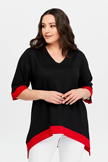 aytemas Asymmetric Colorful Striped Tunic with Skirt