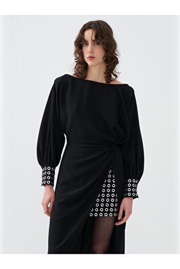 Nocturne Long Knot Detailed Dress
