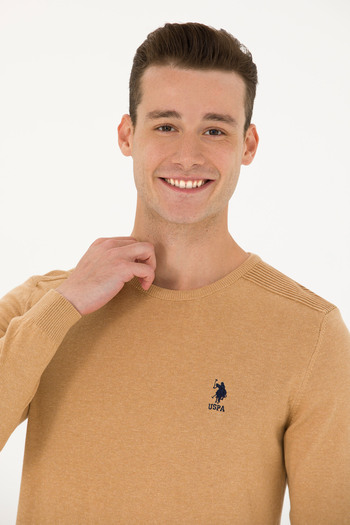 U.S. Polo Assn. Ανδρικό πουλόβερ Sand Melange Basic 50269003-VR123