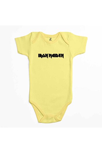 CrowsGate Iron Maiden Logo Yellow Color Baby Bodysuit