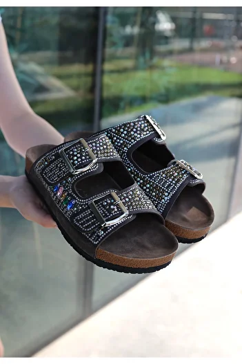 avvasflone Edaj Brown Nubuck Bead Embroidered Slippers