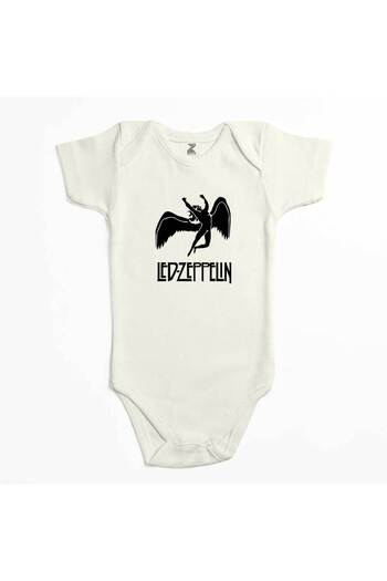CrowsGate Led Zeppelin Black Angel Ecru Color Baby Bodysuit