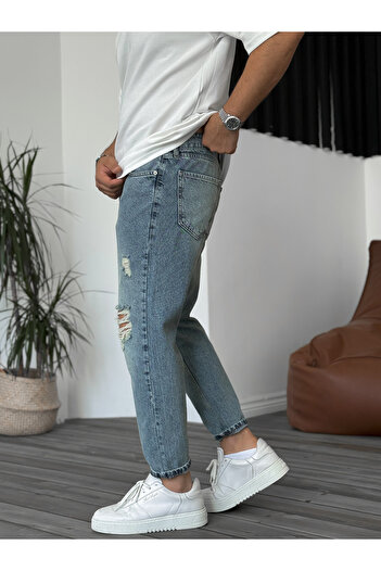 BYBASICMAN Blue Ripped Antique Boyfriend KE-595