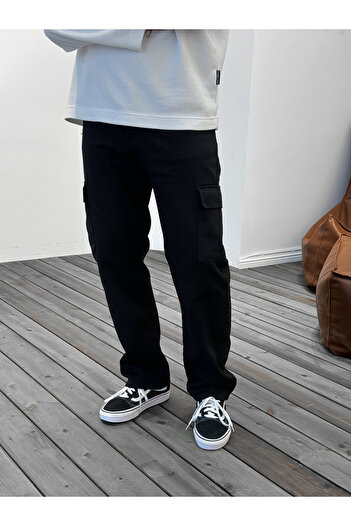 BYBASICMAN Siyah Kargo Cepli Baggy Jean KE-308/360