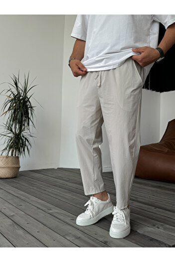 BYBASICMAN Beige Lycra Parachute Fabric Trousers Ke-5050