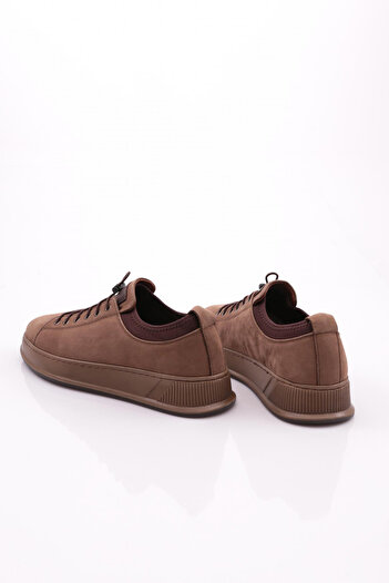 DGN Erkek Kalın Taban Bağcıklı Sneaker Ayakkabı Vizon Nubuk Kahve 77523616