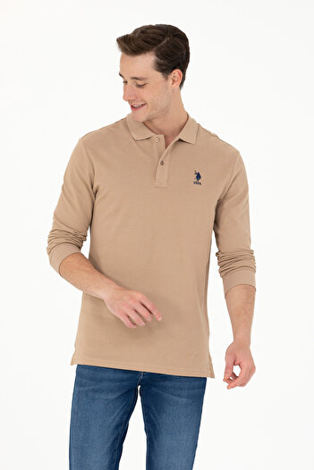 U.S. Polo Assn. Ανδρικό φούτερ σε χρώμα Camel - 50269403 -VR015 Βασικό μοντέλο