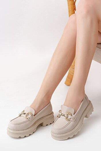 serkanseyyid 745-773 Beige Daily High-Sole Loafer Shoes