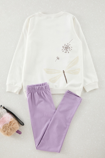 TRENDYOLKIDS طقم محبوك بشعار Ecru*003 - طقم من أسفل إلى أعلى TKDAW25AU00034