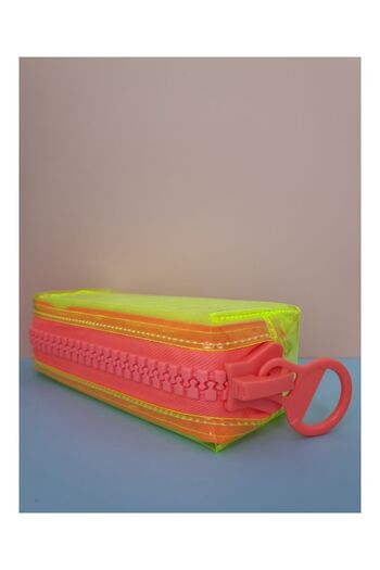 TOYFEST BTS BT21 Themed Giant Zippered Pen Holder Transparent Pencil Case Bag - Pastel Yellow