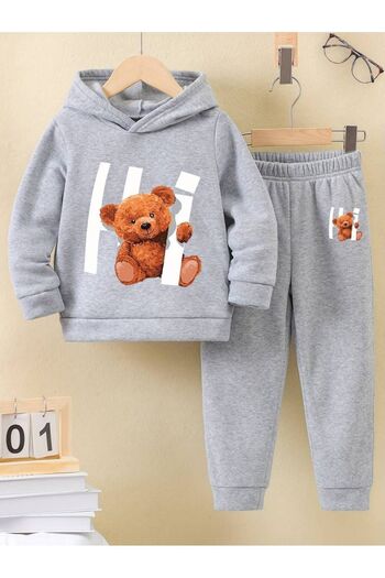 THEKONT Hi Printed Unisex Cotton Children's Tracksuit