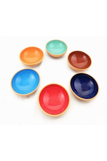 Avanos Avanos Soil Bowl Jam Bowl, Sauce Bowl, Snack Bowl Colorful Glazed - 6 Pieces 8 Cm