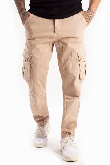 DeepSEA Beige Wide Cut Gabardine Cargo Pants - Pockets, Seasonal, Men's 1705421