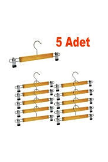 Balsa Grup 5 Pieces Wooden Hanger with Latch Skirt Hanger Clothes Hanger