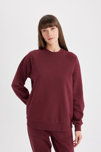 DeFacto Χοντρό Basic Απλό Φούτερ - Oversize Crew Neck V2697az24wn