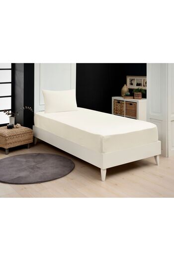 Altın Yaprak Single Elastic 100% Cotton Combed Sheet + 1 Pillow Case (50x70 cm)