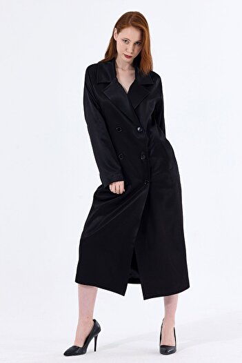 Sense Black Satin Top Coat - Lined Inside, PRD35583