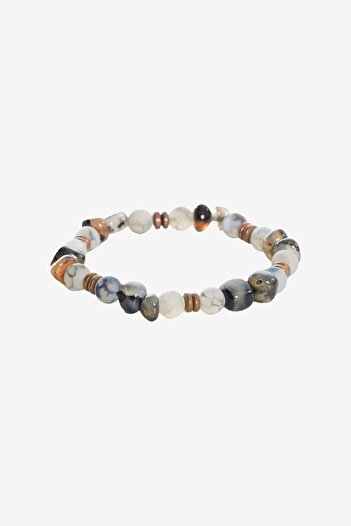 AC&Co / Altınyıldız Classics Men's Ecru Stone Bead Bracelet