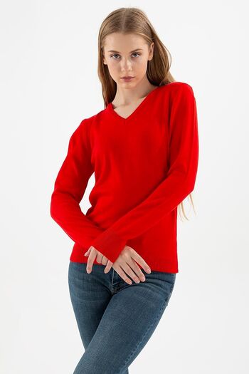 Fashion Friends V-Neck Sweater Red