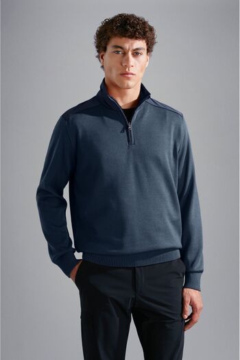PAUL&SHARK MEN'S ZIPPED PULLOVER C.WWOOL