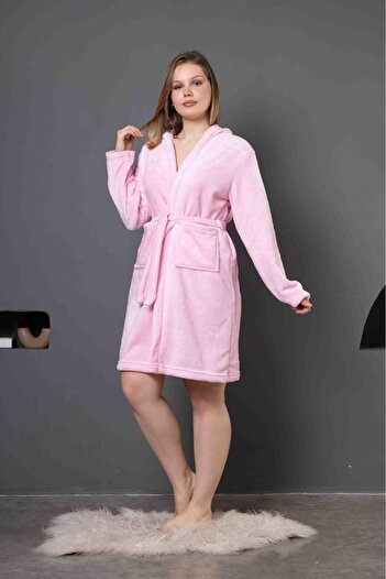 mervemoda KADIN  PEMBE ULTRASOFT PELİUŞ SABAHLIK