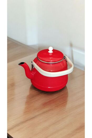 Zarif İnci Red Vintage Enameled Coffee Herb Tea Infuser - 3.5 Lt Top Handle