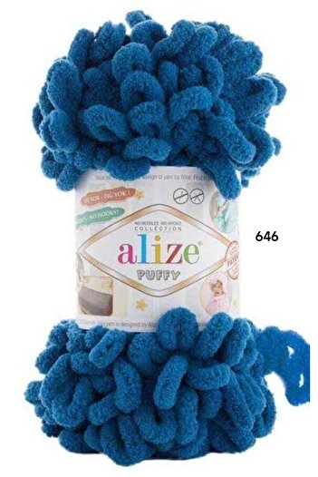 Berceminpuffyleri Alize Puffy 5-Piece Knitting Yarn - 646 Petrol Blue - 100 Gram 9 Meters Finger Knitting Yarn