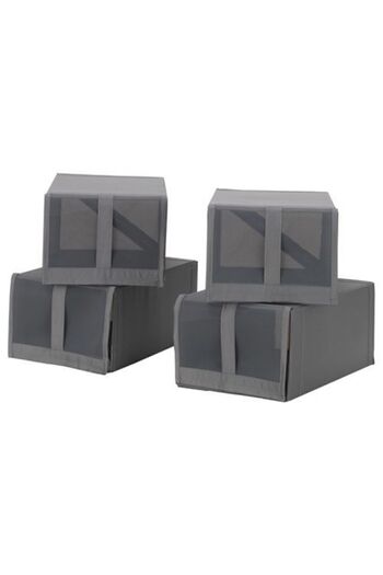 IKEA 4-Piece Shoe Box, Dark Gray 22X34X16 cm 4 Pairs of Shoes