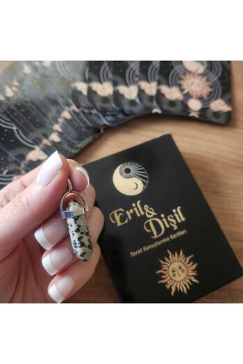 fırsatlar diyarı Eril Female Tarot Conversation Cards Black and Spotted Dalmatian Jasper Natural Stone Panda Pendant