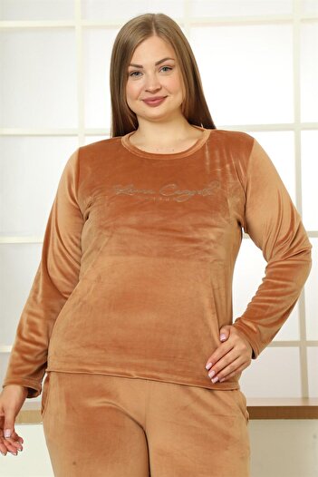 Akbeniz Velvet Large Size Women's Pajama Set - 9074