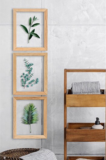 Muyika Design Muyika Regina 3 Parça Ahşap Çerçeveli Cam Üstü Baskı Tablo Seti 28x66cm