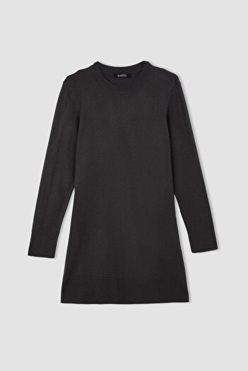 DeFacto Regular Fit Bisiklet Yaka Basic Kazak Tunik ANTHRA